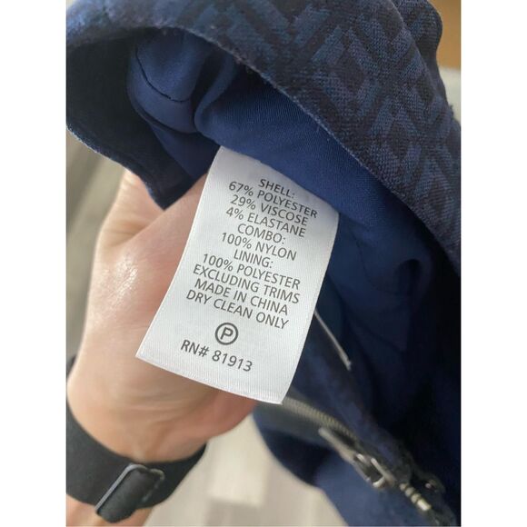 Tracy Reese Embellished Pencil Skirt Blue Black Applique Jacquard Size 4 - Picture 7 of 9